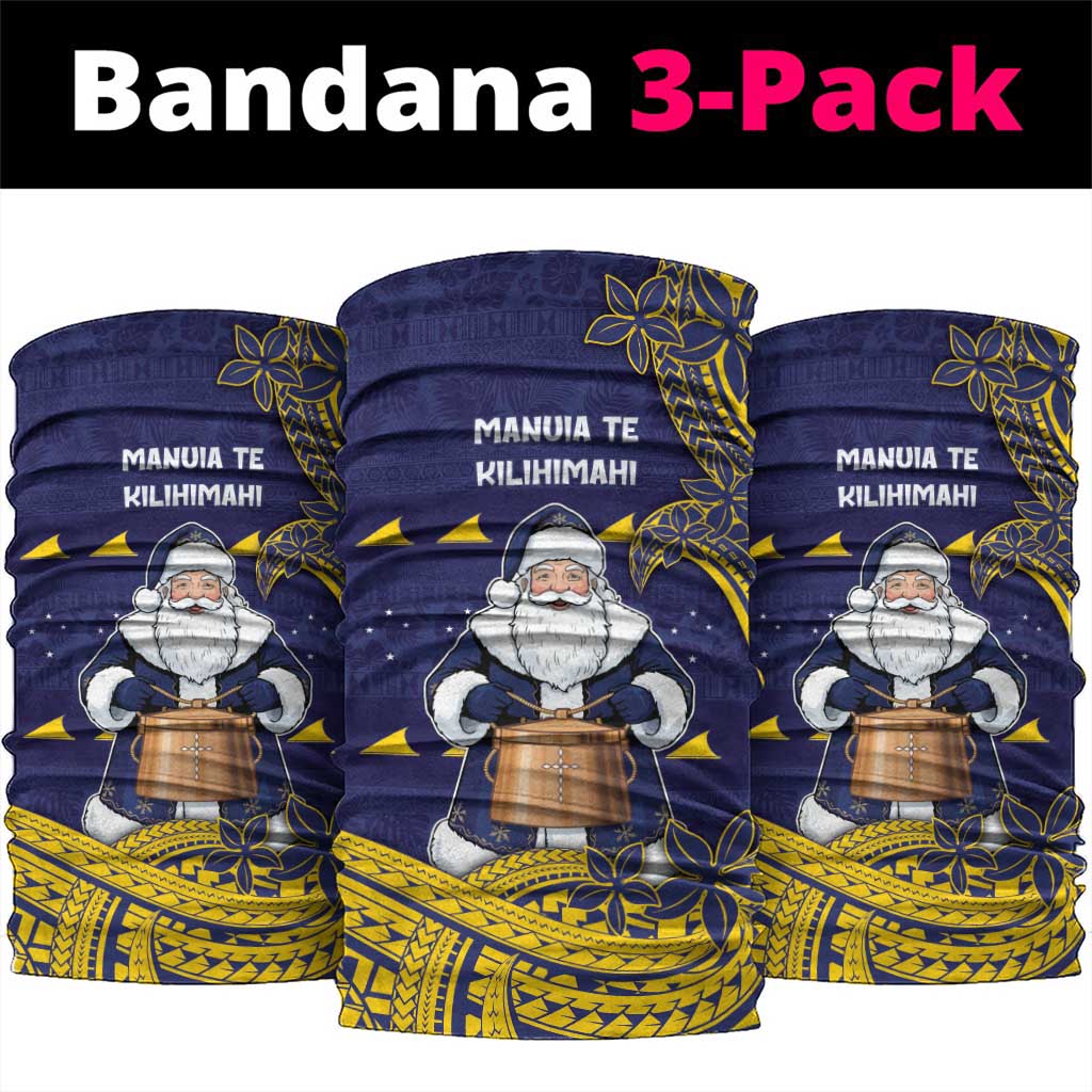Tokelau Christmas Neck Gaiter Santa With Tuluma Xmas Tribal Waves DT05 package One Size: 25*50cm Navy - Polynesian Pride