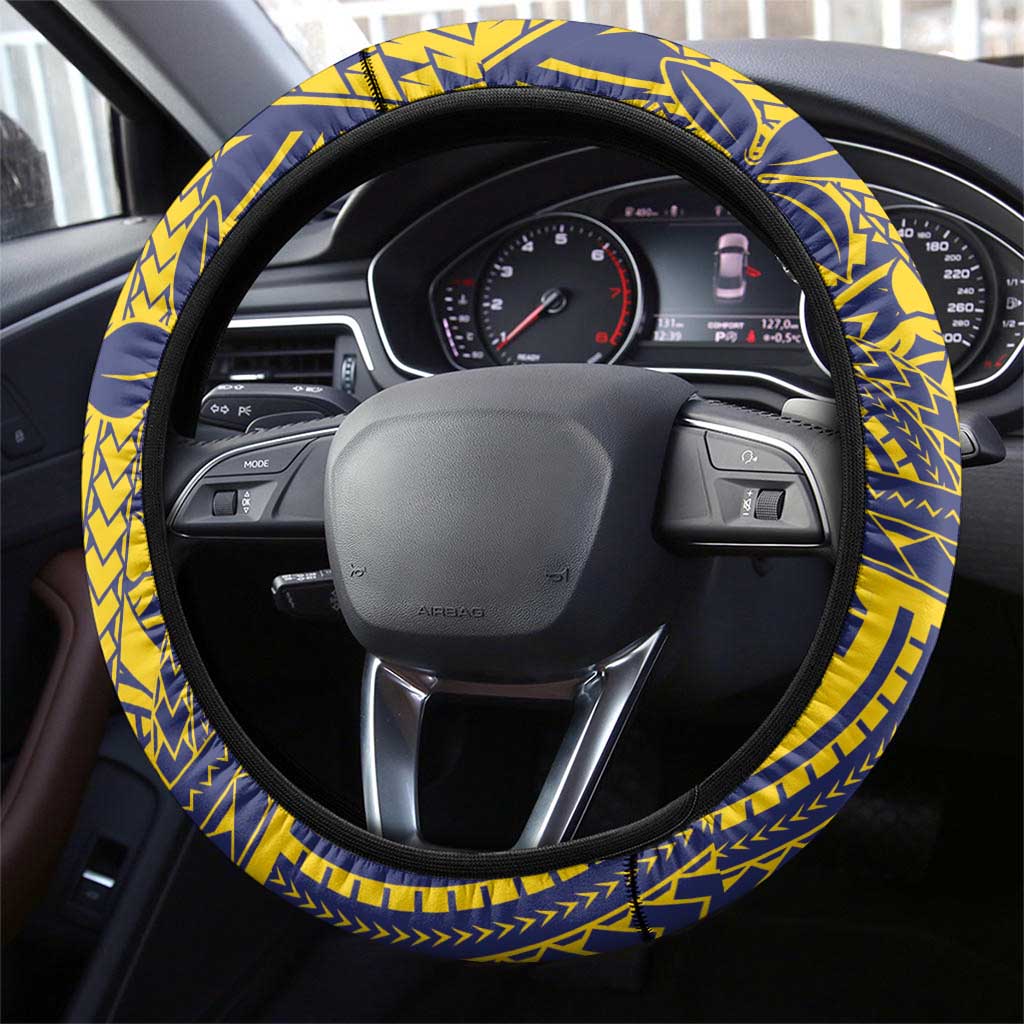Tokelau Christmas Steering Wheel Cover Santa With Tuluma Xmas Tribal Waves DT05 - Polynesian Pride
