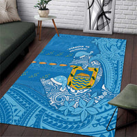 Tuvalu Christmas Area Rug Dolphins Santa Xmas Tribal Waves DT05 Blue - Polynesian Pride