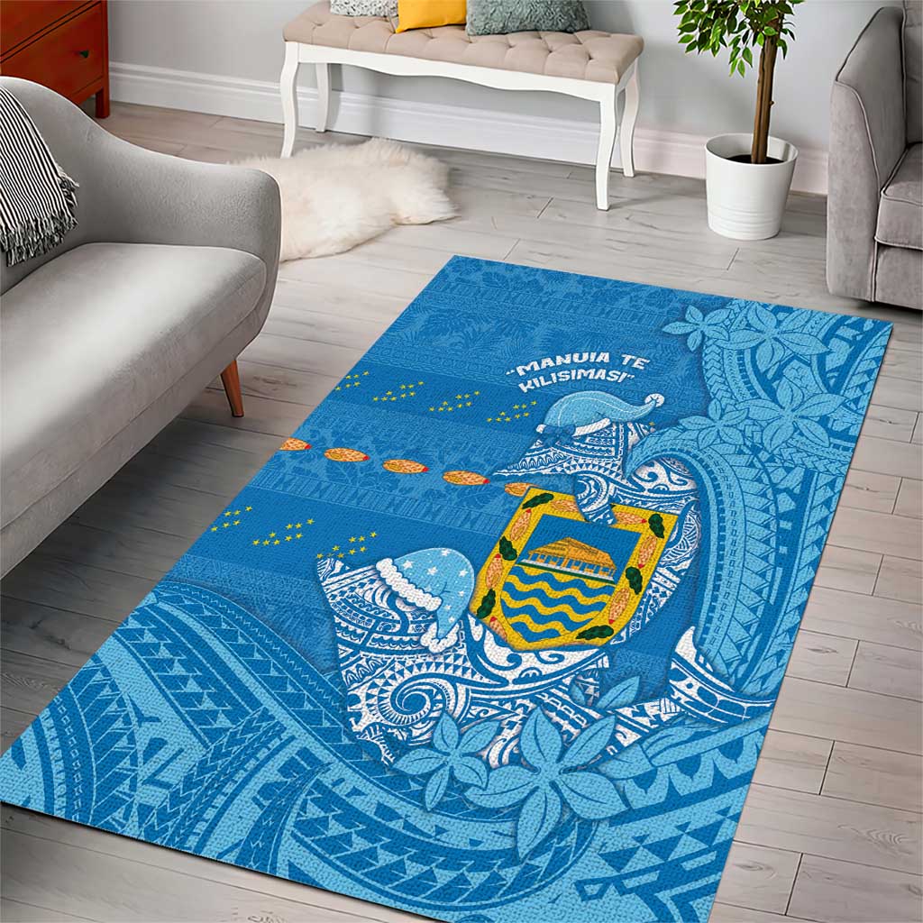 Tuvalu Christmas Area Rug Dolphins Santa Xmas Tribal Waves DT05 - Polynesian Pride