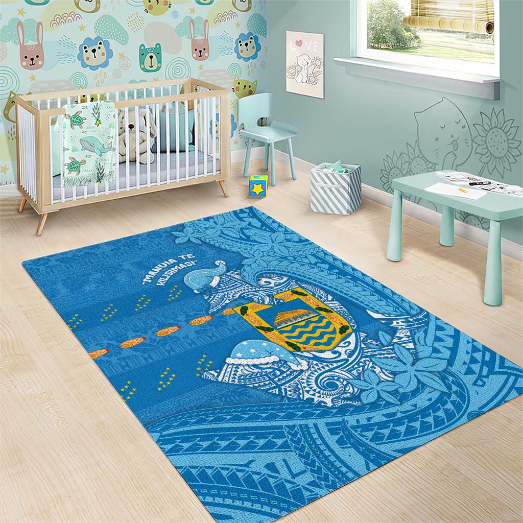 Tuvalu Christmas Area Rug Dolphins Santa Xmas Tribal Waves DT05 - Polynesian Pride