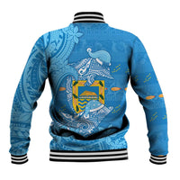Tuvalu Christmas Baseball Jacket Dolphins Santa Xmas Tribal Waves DT05 - Polynesian Pride