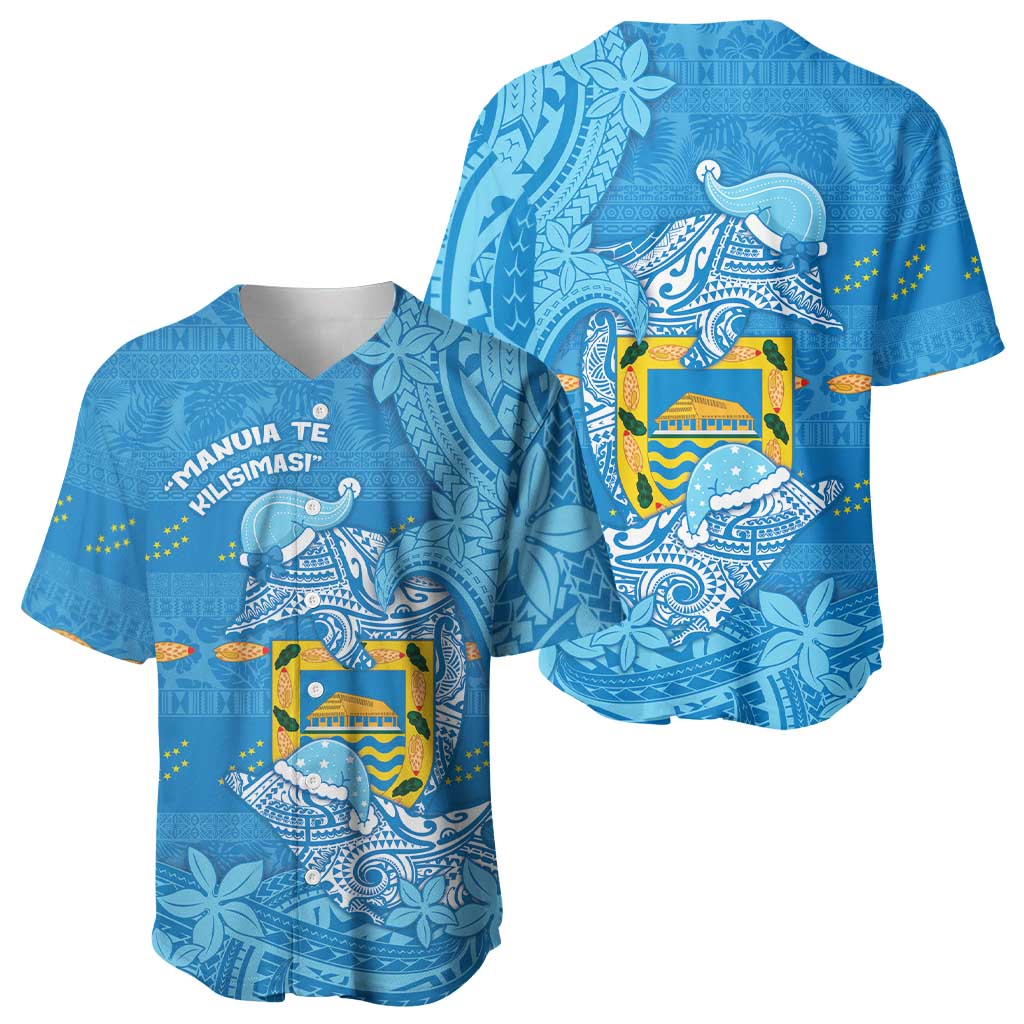 Tuvalu Christmas Baseball Jersey Dolphins Santa Xmas Tribal Waves DT05 - Polynesian Pride
