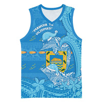 Tuvalu Christmas Basketball Jersey Dolphins Santa Xmas Tribal Waves DT05 Unisex Blue - Polynesian Pride