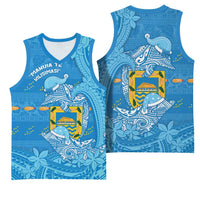 Tuvalu Christmas Basketball Jersey Dolphins Santa Xmas Tribal Waves DT05 - Polynesian Pride
