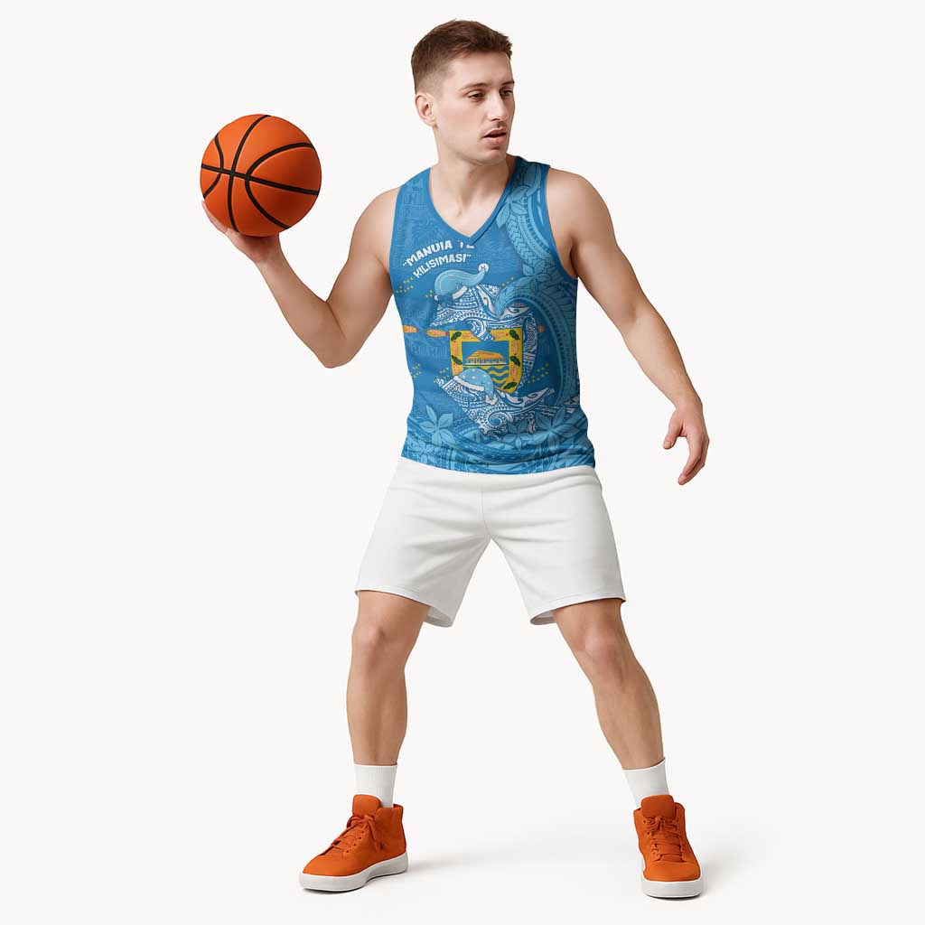 Tuvalu Christmas Basketball Jersey Dolphins Santa Xmas Tribal Waves DT05 - Polynesian Pride