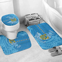 Tuvalu Christmas Bathroom Set Dolphins Santa Xmas Tribal Waves DT05 Mat Set Only (3 pcs) One Size Blue - Polynesian Pride