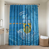 Tuvalu Christmas Bathroom Set Dolphins Santa Xmas Tribal Waves DT05 Shower Curtain Only Blue - Polynesian Pride