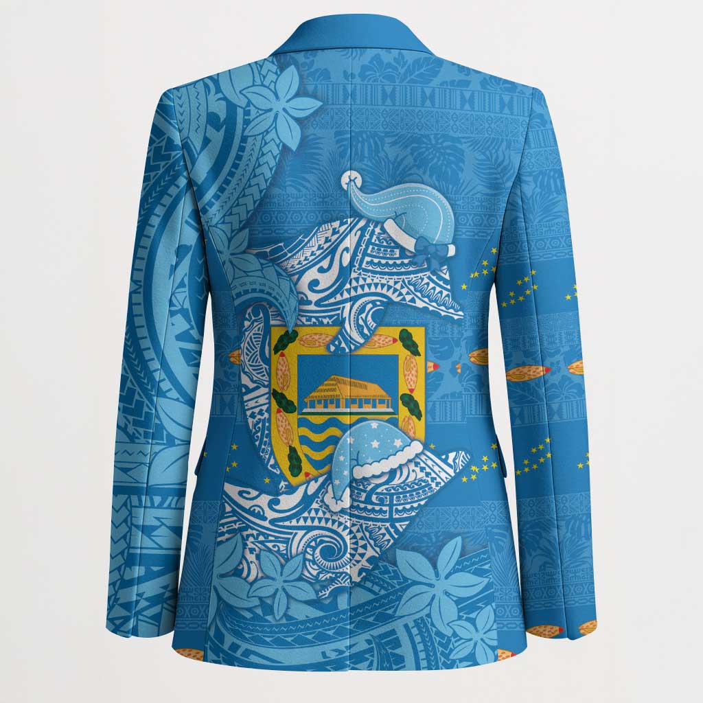 Tuvalu Christmas Blazer Dolphins Santa Xmas Tribal Waves DT05 - Polynesian Pride