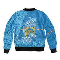 Tuvalu Christmas Bomber Jacket Dolphins Santa Xmas Tribal Waves DT05 - Polynesian Pride