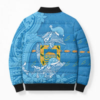 Tuvalu Christmas Bomber Puffer Jacket Dolphins Santa Xmas Tribal Waves DT05 - Polynesian Pride