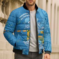 Tuvalu Christmas Bomber Puffer Jacket Dolphins Santa Xmas Tribal Waves DT05 - Polynesian Pride