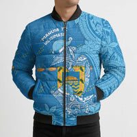 Tuvalu Christmas Bomber Puffer Jacket Dolphins Santa Xmas Tribal Waves DT05 - Polynesian Pride