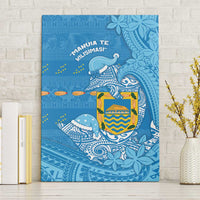 Tuvalu Christmas Canvas Wall Art Dolphins Santa Xmas Tribal Waves DT05 Without Frame Blue - Polynesian Pride