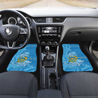 Tuvalu Christmas Car Mats Dolphins Santa Xmas Tribal Waves DT05 Set 2pcs - Front Blue - Polynesian Pride