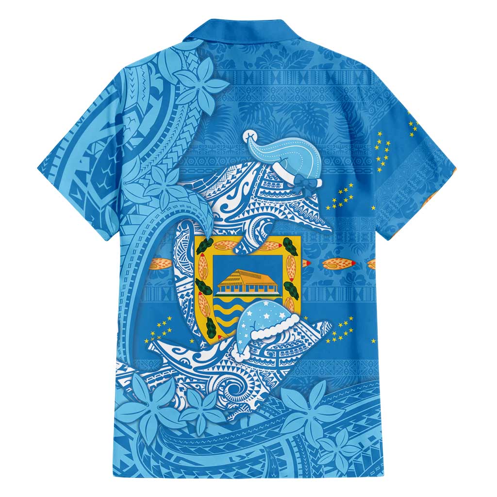 Tuvalu Christmas Hawaiian Shirt Dolphins Santa Xmas Tribal Waves DT05 - Polynesian Pride