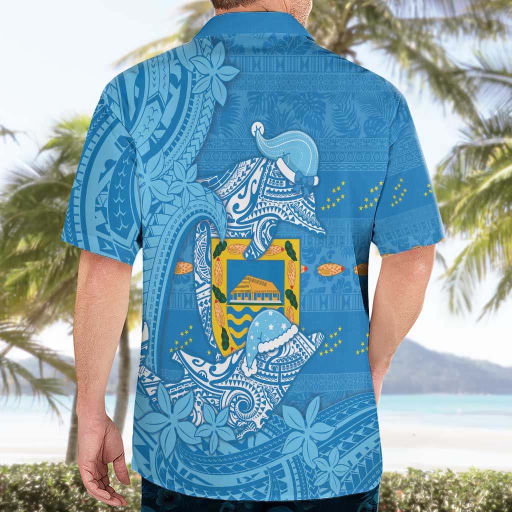 Tuvalu Christmas Hawaiian Shirt Dolphins Santa Xmas Tribal Waves DT05 - Polynesian Pride