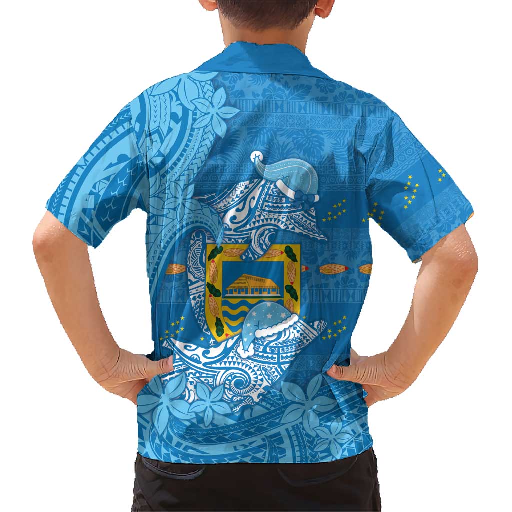Tuvalu Christmas Hawaiian Shirt Dolphins Santa Xmas Tribal Waves DT05 - Polynesian Pride