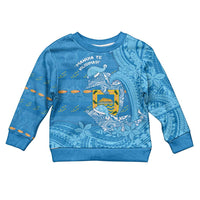 Tuvalu Christmas Kid Ugly Christmas Sweater Dolphins Santa Xmas Tribal Waves DT05 Kid Blue - Polynesian Pride