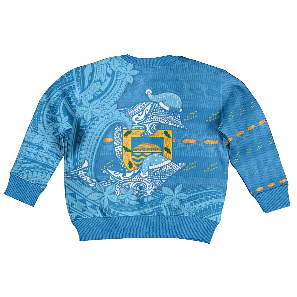 Tuvalu Christmas Kid Ugly Christmas Sweater Dolphins Santa Xmas Tribal Waves DT05 - Polynesian Pride