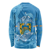Tuvalu Christmas Long Sleeve Shirt Dolphins Santa Xmas Tribal Waves DT05 - Polynesian Pride