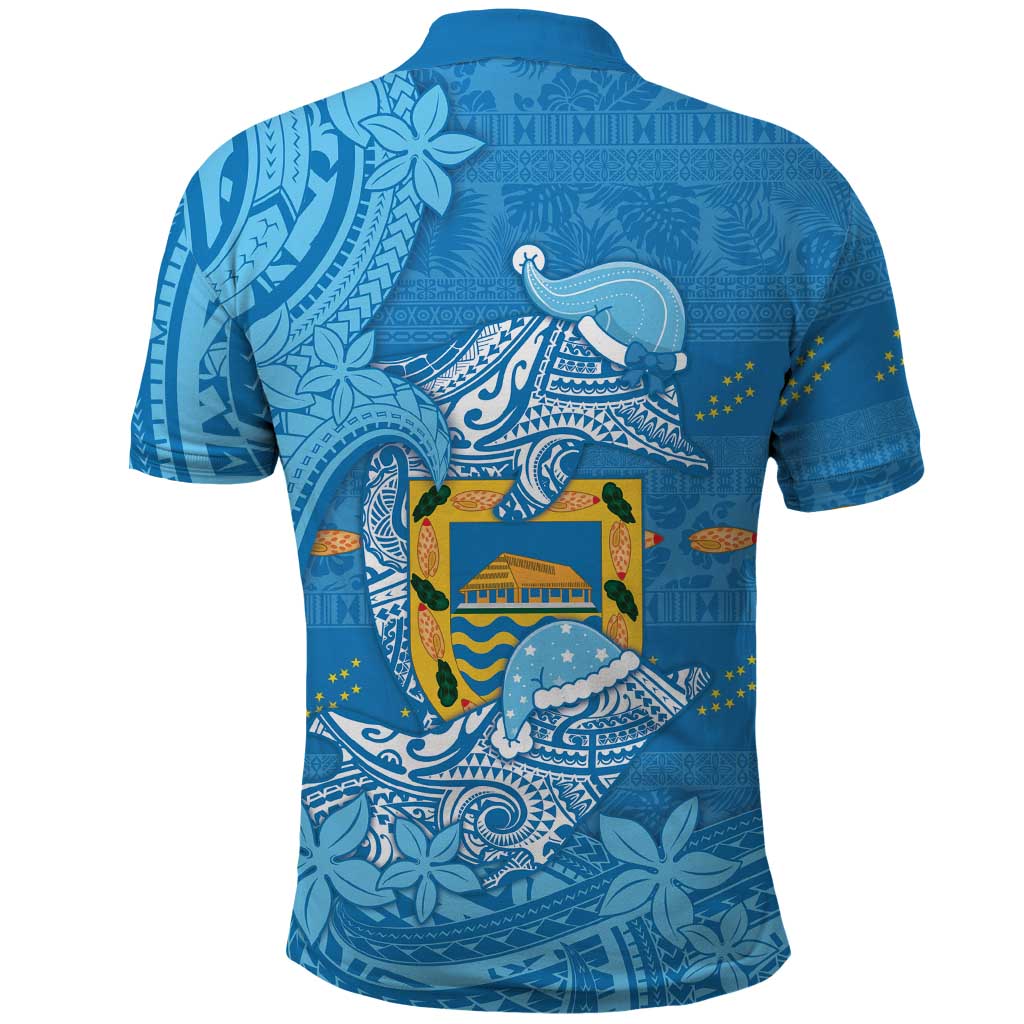 Tuvalu Christmas Polo Shirt Dolphins Santa Xmas Tribal Waves DT05 - Polynesian Pride