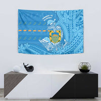 Tuvalu Christmas Tapestry Dolphins Santa Xmas Tribal Waves DT05 - Polynesian Pride