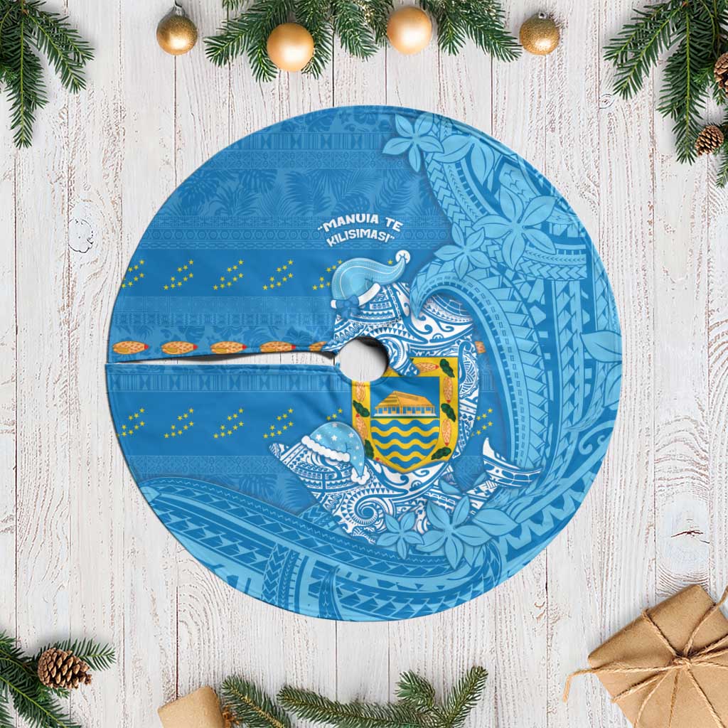 Tuvalu Christmas Tree Skirt Dolphins Santa Xmas Tribal Waves DT05 Casual Blue - Polynesian Pride
