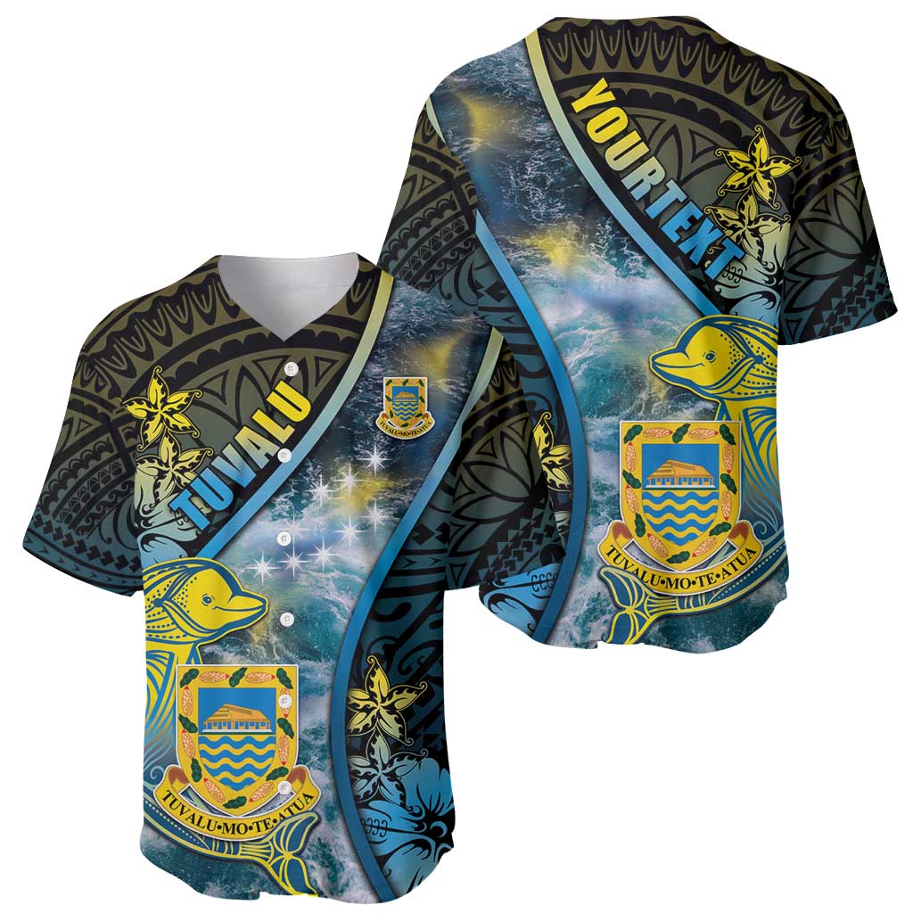 Personalised Tuvalu Baseball Jersey Dolphin On The Waves DT05 - Polynesian Pride
