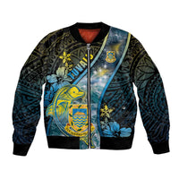 Personalised Tuvalu Bomber Jacket Dolphin On The Waves DT05 Unisex Blue - Polynesian Pride