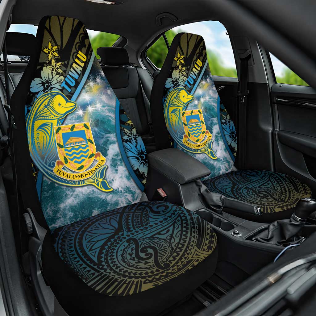Tuvalu Car Seat Cover Dolphin On The Waves DT05 One Size Blue - Polynesian Pride