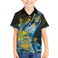 Personalised Tuvalu Kid Hawaiian Shirt Dolphin On The Waves DT05 Kid Blue - Polynesian Pride