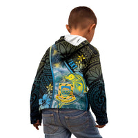 Personalised Tuvalu Kid Hoodie Dolphin On The Waves DT05 - Polynesian Pride