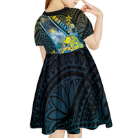 Personalised Tuvalu Kid Short Sleeve Dress Dolphin On The Waves DT05 - Polynesian Pride