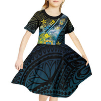 Personalised Tuvalu Kid Short Sleeve Dress Dolphin On The Waves DT05 - Polynesian Pride