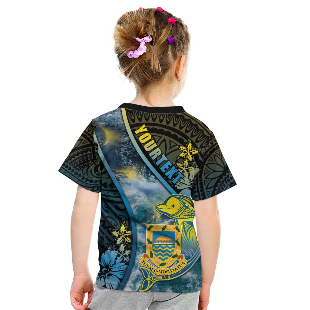 Personalised Tuvalu Kid T Shirt Dolphin On The Waves DT05 - Polynesian Pride
