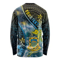 Personalised Tuvalu Long Sleeve Shirt Dolphin On The Waves DT05 - Polynesian Pride