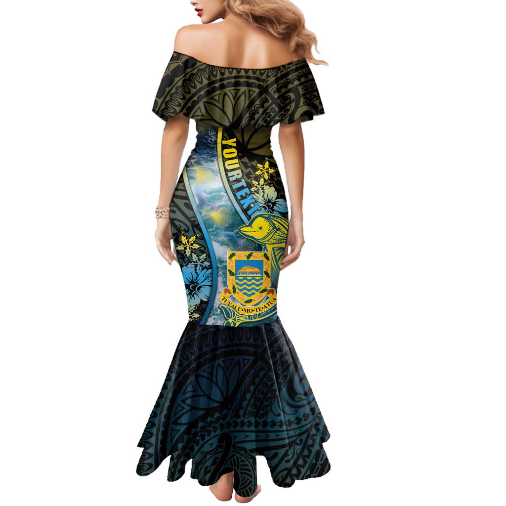 Personalised Tuvalu Mermaid Dress Dolphin On The Waves DT05 - Polynesian Pride