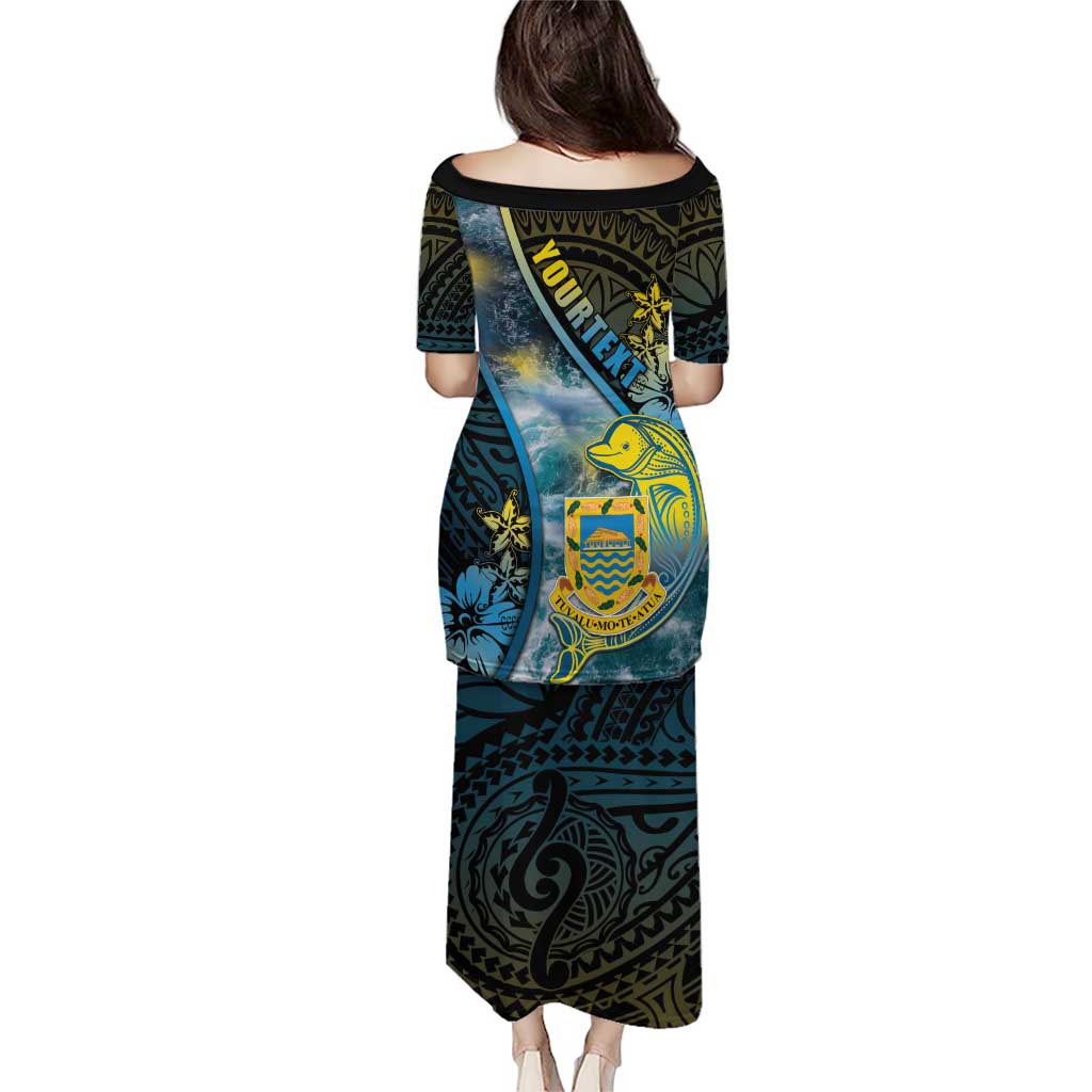 Personalised Tuvalu Puletasi Dolphin On The Waves DT05 - Polynesian Pride