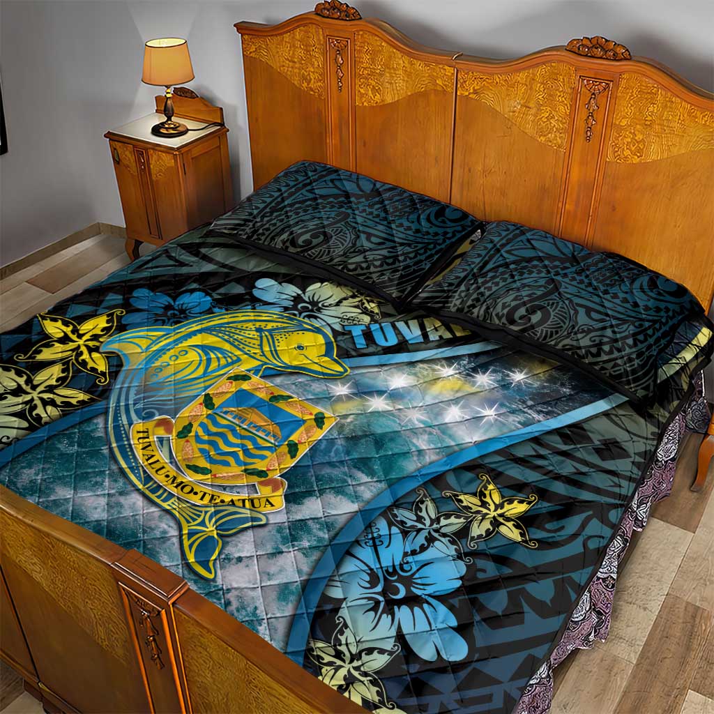 Tuvalu Quilt Bed Set Dolphin On The Waves DT05 - Polynesian Pride
