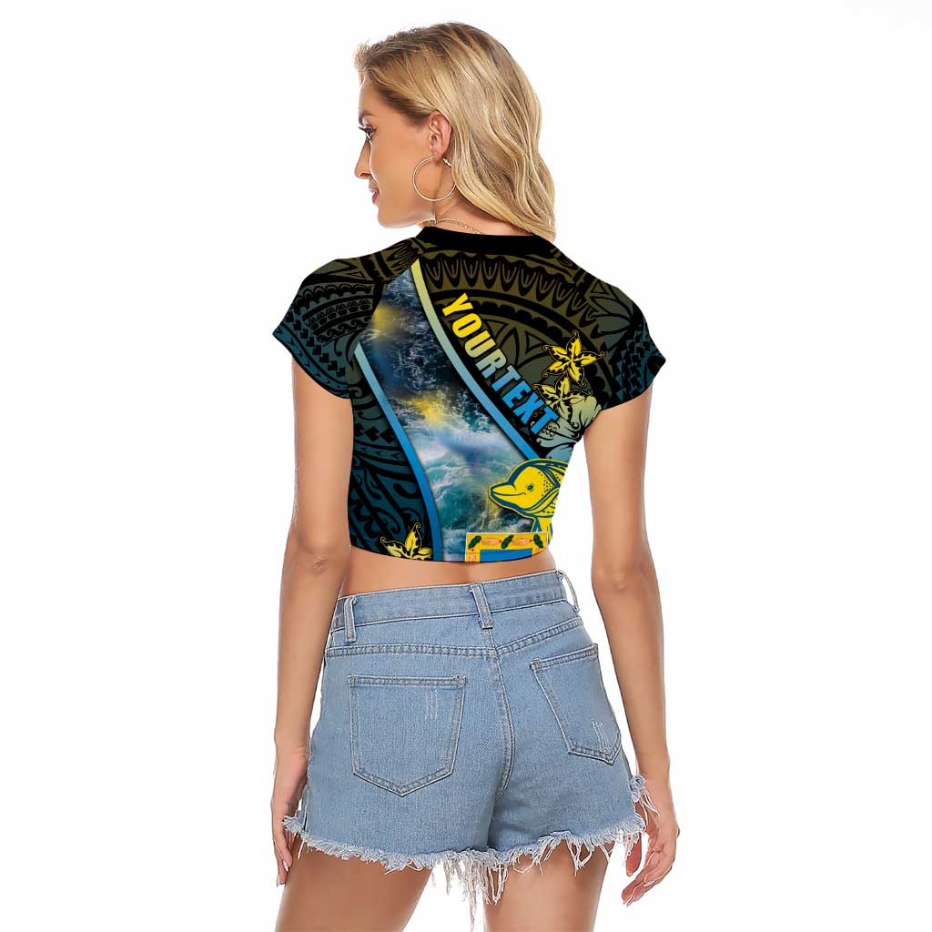 Personalised Tuvalu Raglan Cropped T Shirt Dolphin On The Waves DT05 - Polynesian Pride