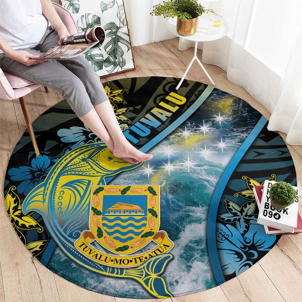 Tuvalu Round Carpet Dolphin On The Waves DT05 - Polynesian Pride