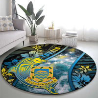 Tuvalu Round Carpet Dolphin On The Waves DT05 - Polynesian Pride