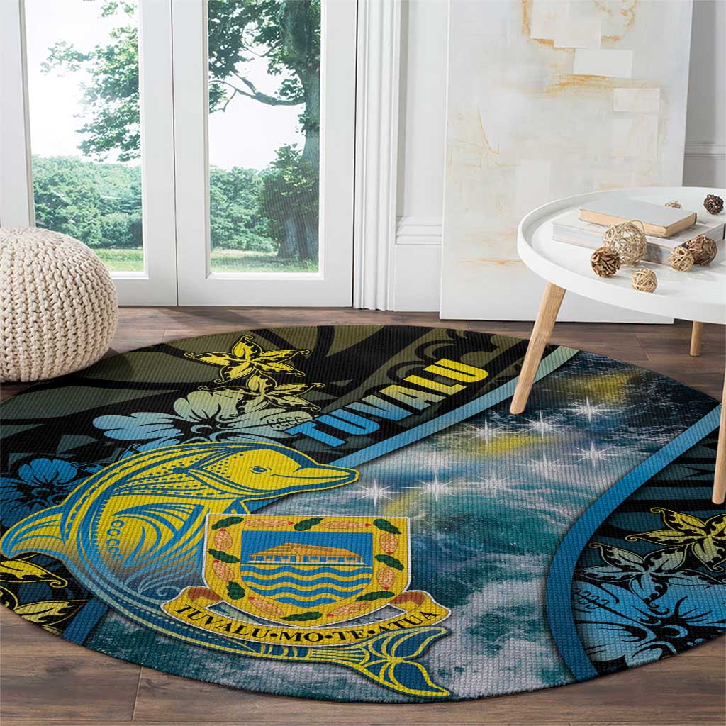 Tuvalu Round Carpet Dolphin On The Waves DT05 - Polynesian Pride