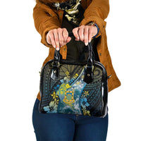 Tuvalu Shoulder Handbag Dolphin On The Waves DT05 One Size Blue - Polynesian Pride