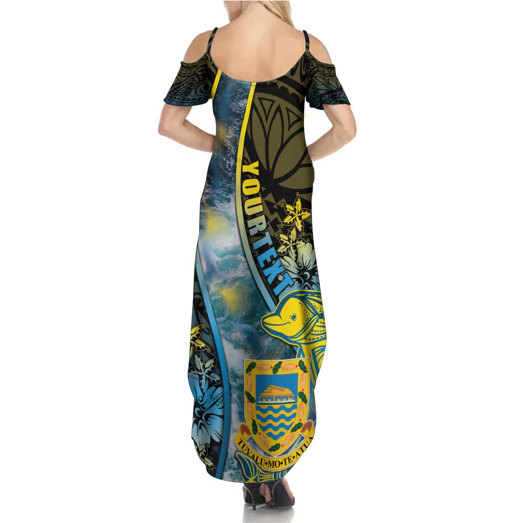 Personalised Tuvalu Summer Maxi Dress Dolphin On The Waves DT05 - Polynesian Pride