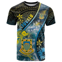 Personalised Tuvalu T Shirt Dolphin On The Waves DT05 Blue - Polynesian Pride
