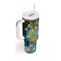 Personalised Tuvalu Tumbler With Handle Dolphin On The Waves DT05 - Polynesian Pride