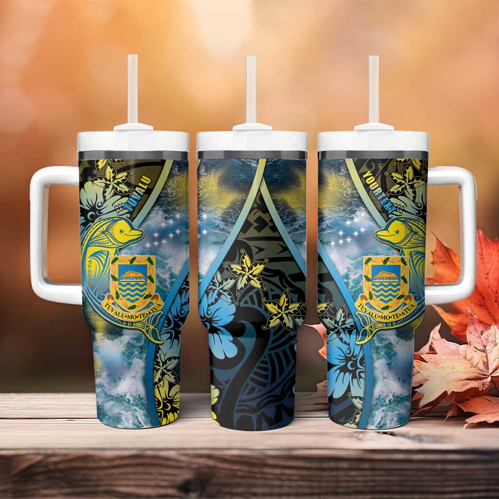 Personalised Tuvalu Tumbler With Handle Dolphin On The Waves DT05 - Polynesian Pride