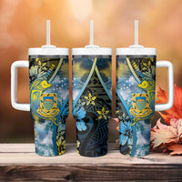Personalised Tuvalu Tumbler With Handle Dolphin On The Waves DT05 - Polynesian Pride